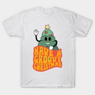 Groovy Christmas Tree Illustration - Have a Groovy Christmas! T-Shirt